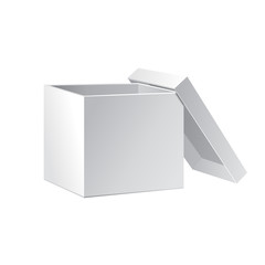 Open White Cardboard Carton Gift Box With Lid