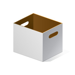 White Cardboard, Brown Inside Carton Package Box Open