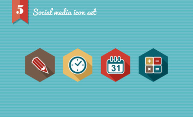 Social media flat icons set collection