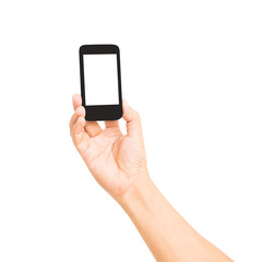 man hand holding smart phone