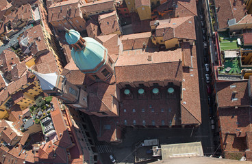 Bologna - Look from Torre Asinelli to church of st. Bartolomeo