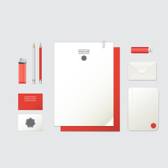 corporate identity template. Red and white colors.