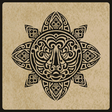 vector sun with tiger face in the centre