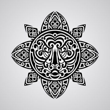 vector sun with tiger face in the centre