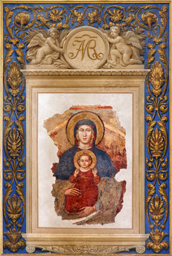 Bologna - Fresco of Madonna in Saint Dominic church