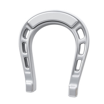 Silver horseshoe, symbol of luck and fortune, 3d