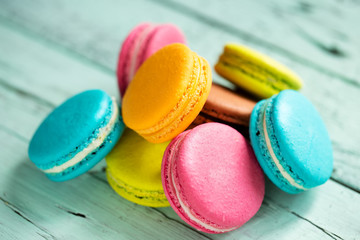 traditional french colorful macarons