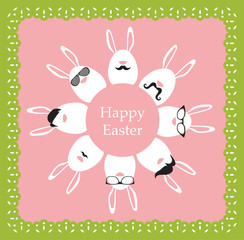 Obraz na płótnie Canvas Happy Hipster Easter - set of stylish bunny/eggs icons.