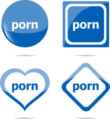 porn stickers set isolated on white, icon button