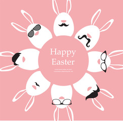 Happy Hipster Easter - set of stylish bunny/eggs icons