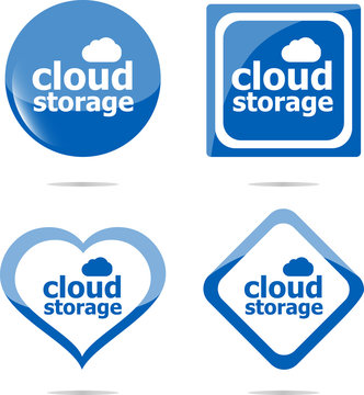 cloud computing icon stickers set isolated on white