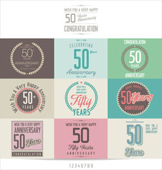 Anniversary sign collection, retro design