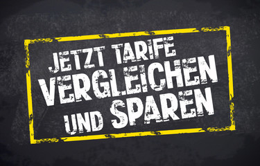 Kreidetafel mit Stempel und Tarifvergleich