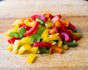 Cuted mixed colorful peppers paprica
