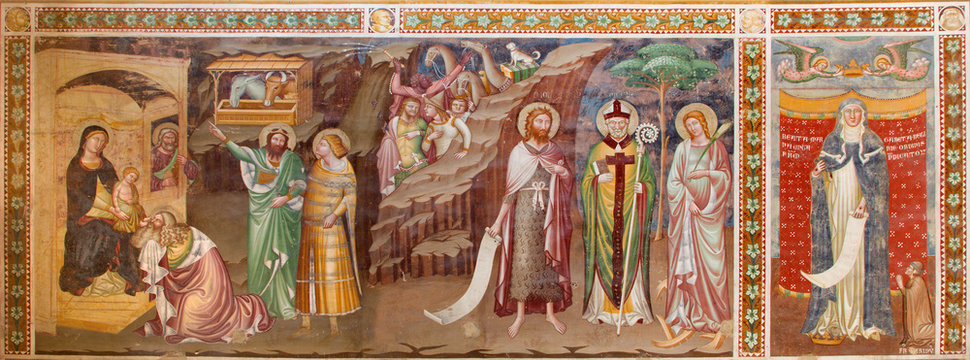 Treviso - Fresco of Adoration of Magi  in saint Nicholas church