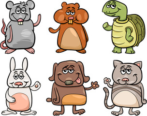 cute pets set cartoon illustration