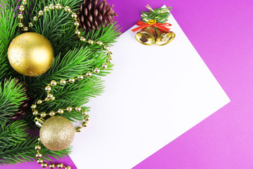 Christmas card on purple background