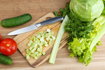 Composition with chopped celery