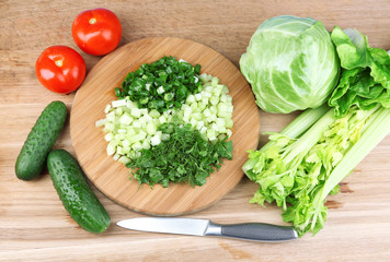 Composition with chopped herbs