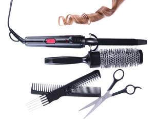 Professional hairdresser tools isolated on white