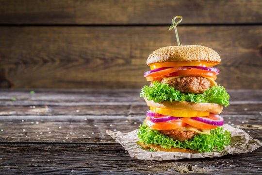 Big and tasty double-decker burger