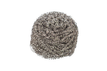 steel wool dishwashing isolated on white