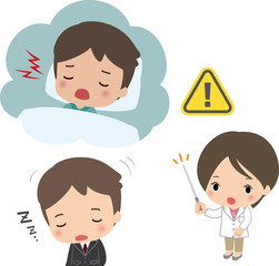 いびきをかく男性と居眠りする男性