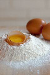 Eggs and flour on the table
