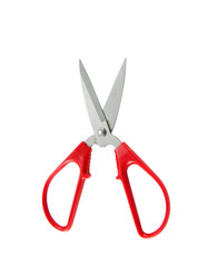 Red scissors isolated on a white background is cutting action