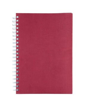 Red notebook on white isolate background