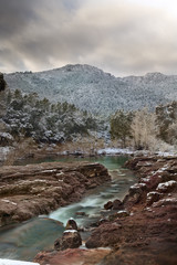Esterel mountains under snow,  Var department, France