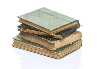 Book pile isolated on white background
