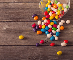 sweets on wooden background
