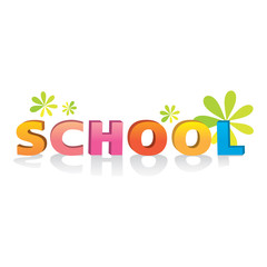 3d bevel cartoon text school typographic elements vintage isolat