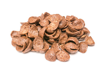 Chocolate Corn Flakes Isolated On White