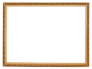 narrow golden carved wooden picture frame