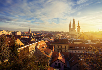 morning view of old Zagreb. Croatia. - obrazy, fototapety, plakaty