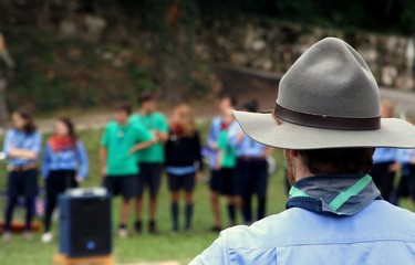 Chief scout with the typical Hat while controlling their kids