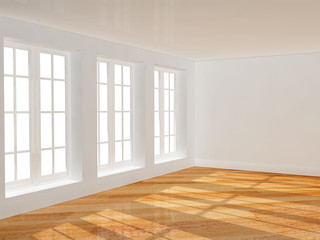 Empty room with parquet floor