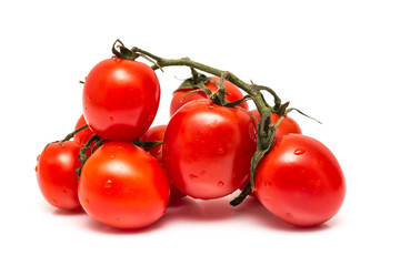 Bunch Of Fresh Wet Red Tomato Isolated On White