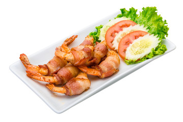 Shrimps in bacon