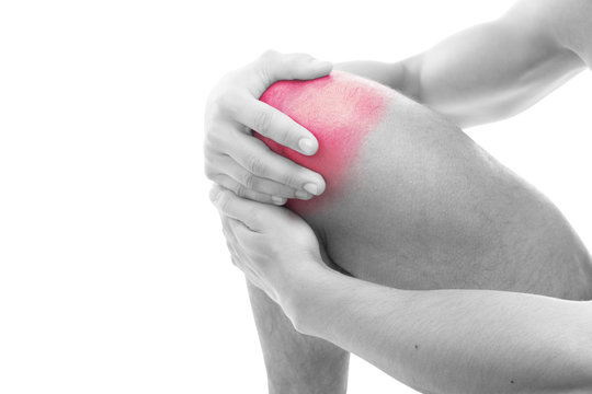 Man Having Knee Pain Isolated On A White Background