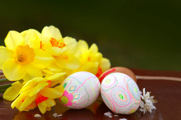 Fototapeta na wymiar Easter eggs on the table.