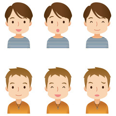 顔　セット　若い男性　ビジネスマン