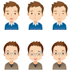 顔　セット　若い男性　ビジネスマン