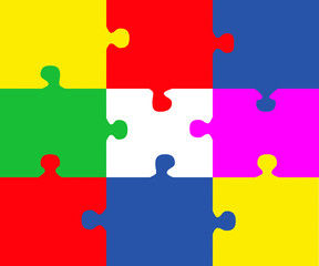 Colorful puzzle with nine pieces