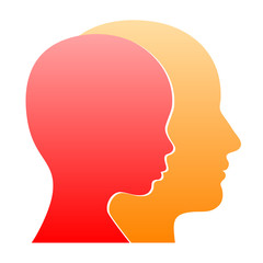 Man and Woman Face Profile Silhouette. Vector