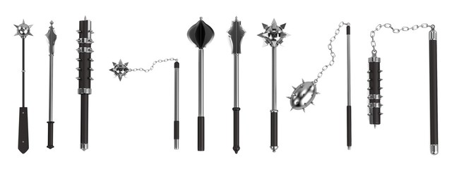 realistic 3d render of maces