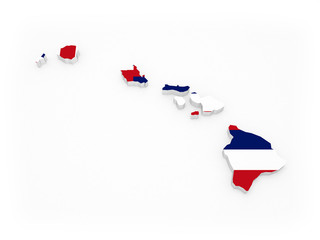 Three-dimensional map of Hawaii. USA.