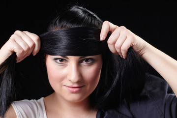 Fototapeta premium Woman with beauty long black hair